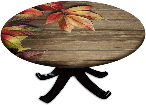 Vista 24 de Mantel redondo ajustable con borde elástico floral azul, mantel con borde elástico de estilo floral pastoral, almohadilla de mesa de poliéster