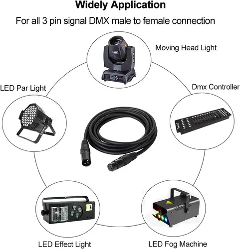 Vista 7 de Eyeshot Cable DMX de 10 pies / 10.0 ft, 4 paquetes de cables DMX de 3 pines, cables DMX, DMX512 XLR macho a hembra cable de señal de luz