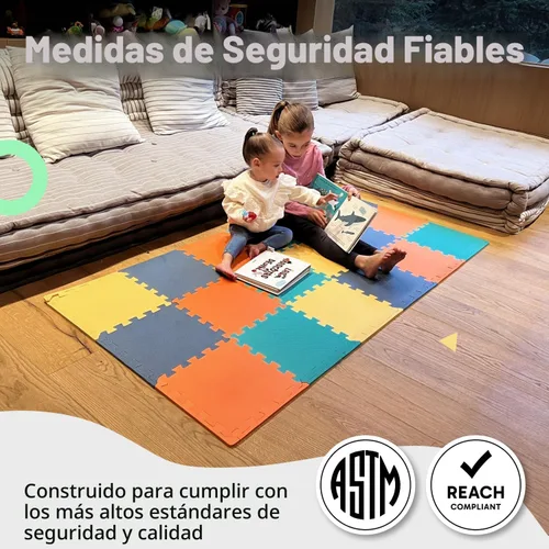 Vista 4 de MioTetto Tapete de juego para bebé, baldosas de espuma suave para el suelo para niños. Baldosas de espuma entrelazadas ajustables, se adapta a