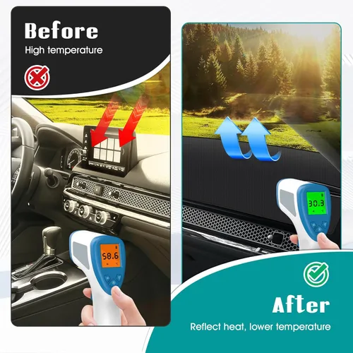 Vista 189 de FIILINES - Cubierta para tablero, accesorio para tablero de malla antideslizante, parasol sin reflejos y protector compatible con Toyota Tundra