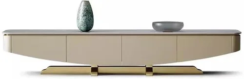 TV Stand for Bedroom Marble Slate Countertop TV Cabinet Living Room Media Entertainment Center Home Audio-Visual Storage(220 * 40 * 40cm)
