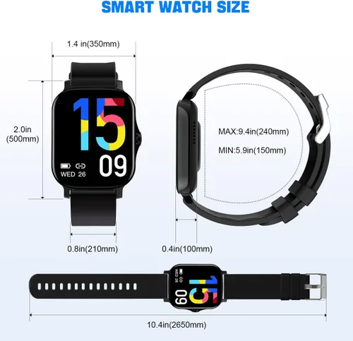 Vista 9 de Relojes inteligentes para hombres y mujeres (respuestahacer llamadas) Reloj inteligente con pantalla táctil de 1.9 pulgadas para teléfonos Android