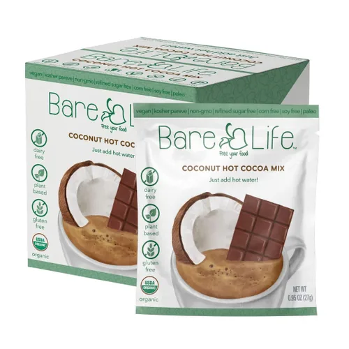 Vista 7 de Bare Life: Dairy Free Coconut Hot Cocoa Mix Single Serving 0.95 Oz (5 Pack) Gluten Free, Vegan, Organic, Plant Based, Paleo, Soy Free, Corn