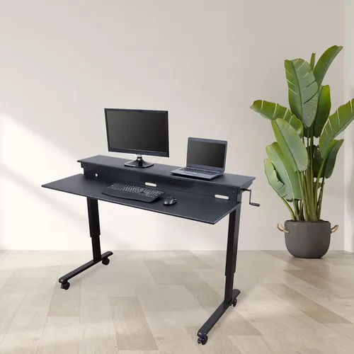 Vista 24 de DESK STORE - Escritorio para computadora ajustable para estar sentado o parado