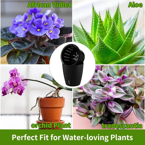 Vista 3 de Planterhoma Macetas de riego automático de 5 pulgadas para plantas de interior, 6 paquetes de macetas de violeta africana con indicador, maceta
