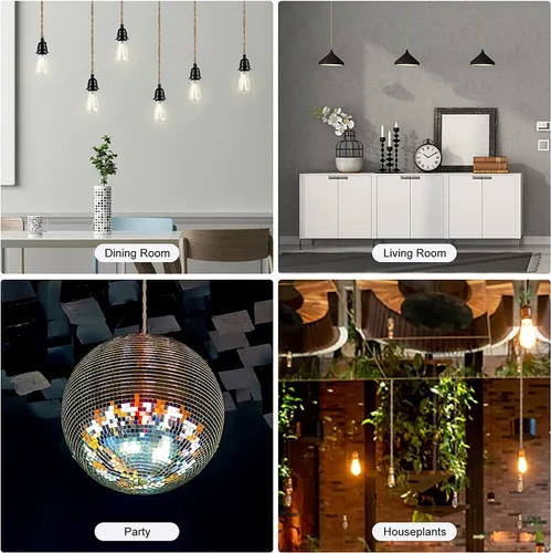 Vista 8 de Simple Deluxe Cable de luz colgante de 15 pies, enchufe E26 adecuado con interruptor, cuerda de cáñamo trenzada, kit de luz colgante