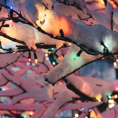 Vista 7 de YULETIME 200 Luces de Navidad Moradas, Paquete de 2 Juegos de 33 Pies, 100 Unidades, Luces de Cadena Incandescentes Certificadas UL