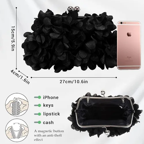 Vista 3 de JAMBHALA Bolsos de mano de noche con apliques florales, pequeños monederos de embrague para mujer