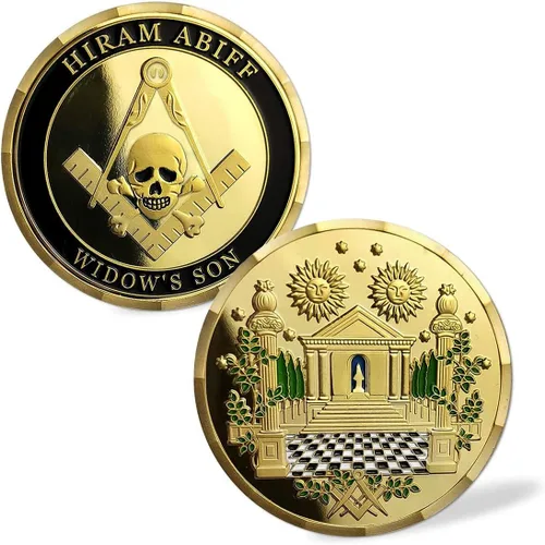 Moneda de desafío masónico Gran Maestro Hiram Abiff Hijo de la viuda Freemason Blue Lodge Monedas conmemorativas Regalo