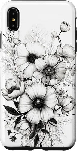 Vista 11 de Flowers Design Black and White Floral Women Case for iPhone 16