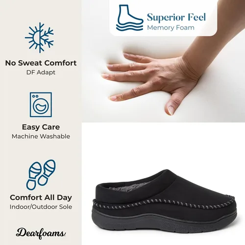 Vista 3 de Dearfoams Men's Thompson Cozy Memory Foam Indoor Outdoor Clog House Slipper