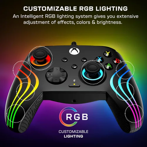 Vista 3 de Turtle Beach Afterglow Wave Wired RGB Gaming Controller - Licensed for Xbox Series X S, Xbox One & Windows PCs - Mappable Buttons, Hall-Effect Hair