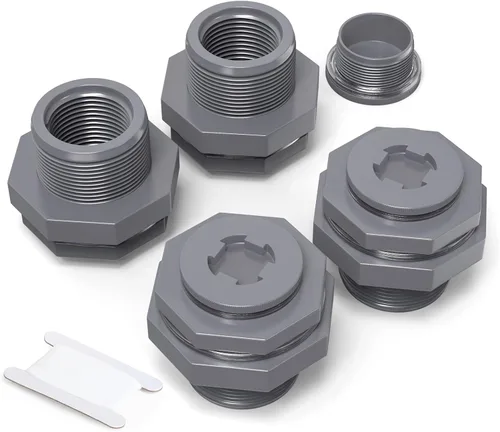 Vista 12 de TAISHER Adaptador de conector de tanque de mamparo de PVC negro de 3 pulgadas con tapones y junta para tanque de agua, barriles de lluvia, acuarios