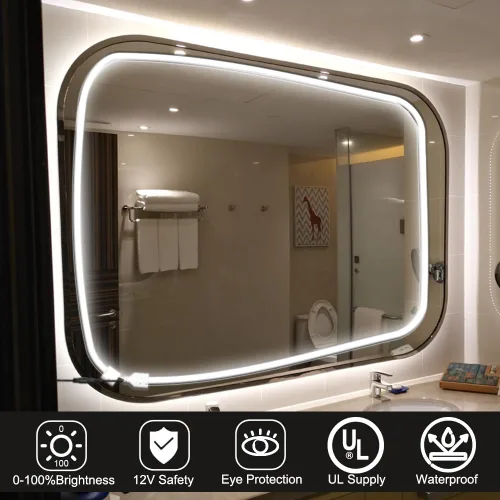 Vista 8 de Luces LED regulables para espejo, tira de luz LED impermeable de silicona de 16.4 pies, 12 V, sin puntos y sin reflejos, luz de cinta flexible sin