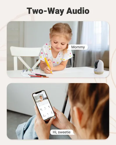 Vista 7 de MUBVIEW Cámara de seguridad para interiores enchufable de 5 MP sin suscripción, cámara WiFi para mascotas de 5/2.4G para interiores con aplicación