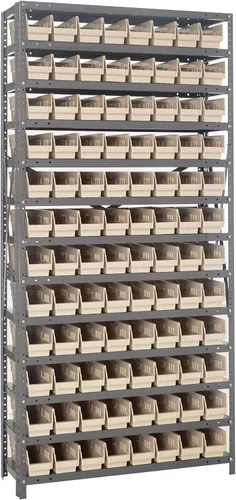 Vista 129 de Quantum QSBU-245BK Heavy Duty Shelving Unit with (7) Shelves and (24) QUS245 Black Bins for Garage Warehouse Storage Distribution 400 lb Load