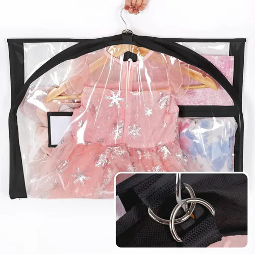 Vista 4 de Univivi Bolsas de PVC transparente para disfraz de baile, bolsa de ropa de 35 pulgadas para competiciones de baile, con 3 bolsillos separados