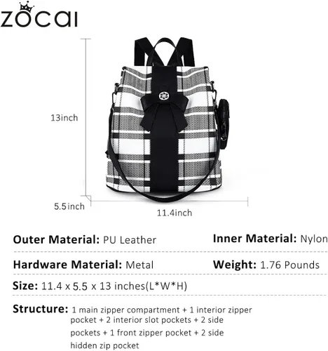Vista 4 de Mochila para mujer, mochila de moda, monederos de piel sintética, mochila antirrobo, bolso de hombro