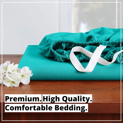 Vista 7 de Empyrean Bedding Sábanas de cama para King Sábanas bajeras de 14 a 16 pulgadas Sábana bajera de bolsillo profundo tamaño King Sábana bajera súper