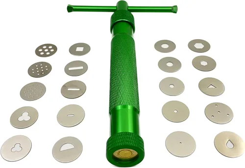 Vista 8 de Extrusora de fondant con 20 discos, extrusora de pasta de azúcar, extrusora de arcilla, juego de herramientas de decoración de pasteles
