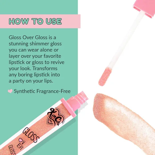 Vista 5 de KimChiChic Beauty Gloss Over Gloss, brillo de labios brillante microbrillante para llevar solo o sobre lápiz labial, bálsamo labial delicioso sin