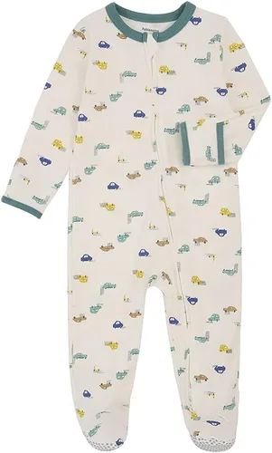 Vista 5 de Aablexema Pijama de bebé con puños de manopla, doble cremallera, ropa de algodón para bebés, pijamas para dormir con pies