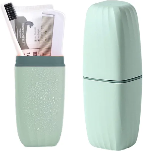 Vista 7 de Estuche de viaje para cepillos de dientes, soporte para cepillos de dientes con tapa, contenedores de viaje para cepillos de dientes, almacenamiento