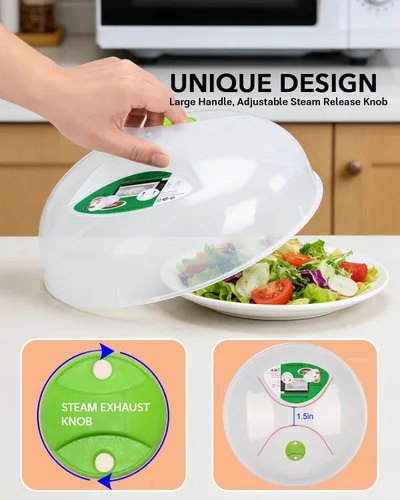 Vista 4 de Cubierta para salpicaduras de microondas, cubierta de microondas para alimentos, cubierta grande para placa de microondas con rejillas