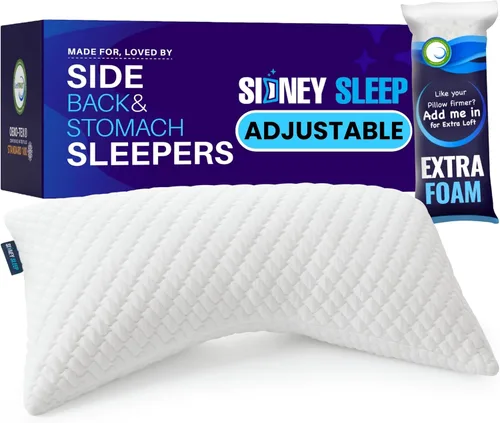Vista 17 de Sidney Sleep Almohada para personas que duermen de lado y de espalda, comodidad para el dolor de cuello y hombros, relleno de espuma viscoelástica