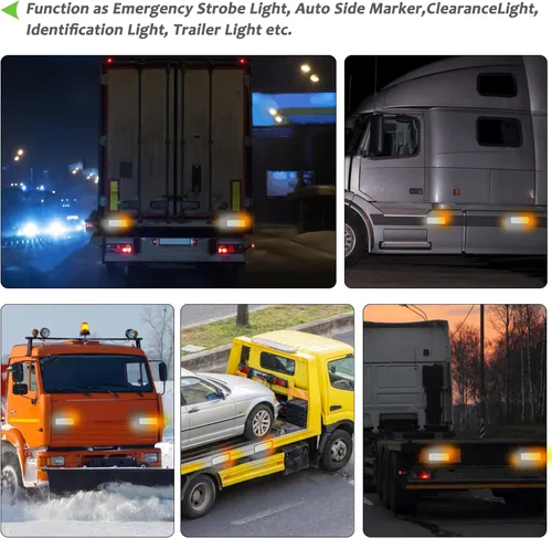 Vista 4 de Actualizado 2 piezas de luces estroboscópicas de peligro intermitentes magnéticas ámbar y blancas para camiones y vehículos, inalámbricas