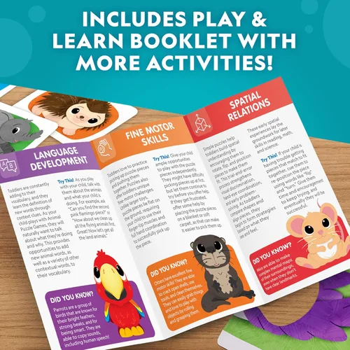 Vista 4 de National Geographic Kids Animal Puzzle Games – 50 Matching Puzzle Cards, 4 Educational Matching Games, Portable Early Learning Game Set with Play &