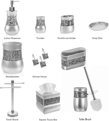 Vista 7 de Creative Scents juego de accesorios de lujo para baño, 4 piezas