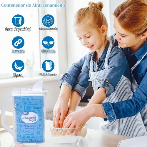 Vista 4 de Buddeez Contenedor grande de almacenamiento de alimentos - 3.75 cuartos de galón Sugar Buddy, organización y almacenamiento de cocina multiusos