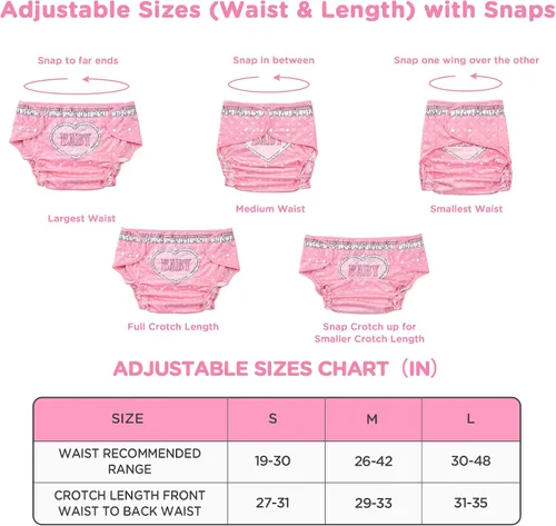 Vista 6 de Littleforbig Funda de pañal para adultos de tela impermeable reutilizable lavable ajustable - Blushing Baby S