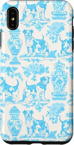 Vista 11 de iPhone 16 Chinoiserie Dog Toile Preppy Grandmillennial Aqua Cream Case