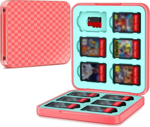 Vista 8 de Soporte para juegos para Switch compatible con tarjetas de juegos Nintendo Switch y almacenamiento de 12 cartuchos de juego, carcasa rígida