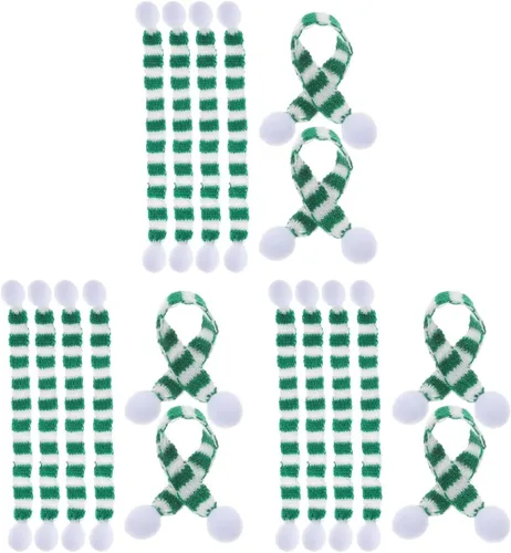 LUOZZY 18 mini bufanda de muñeca de Papá Noel, bufanda de punto para botella de vino, suministros de fiesta de Navidad (verde blanco, 0.4 x 9.1 in)