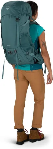 Vista 9 de Osprey Renn 50L - Mochila de senderismo para mujer, Azul Cascada/Naranja Melón