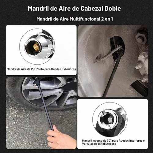 Vista 3 de GODESON Portabrocas de aire, Portabrocas de aire de 12" de alcance extendido para neumáticos, Portabrocas de aire de doble cabezal resistente