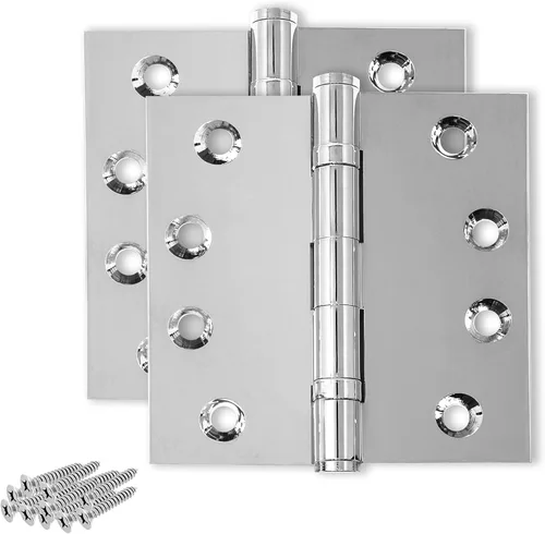 Vista 29 de Bisagra de puerta de latón macizo, rodamiento de bolas resistente, 4 x 4 pulgadas, juego de 2 bisagras (latón antiguo)