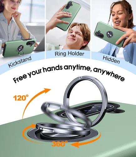 Vista 2 de JAME Funda para teléfono Samsung Galaxy A17/A26 5G con protector de pantalla [2 paquetes] Soporte de anillo Soporte Soporte de doble capa Militar a