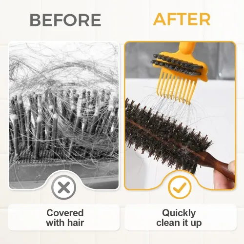 Vista 3 de Herramienta de limpieza de cepillo de pelo 2 en 1, cepillo de limpieza de peine 2025 NUEVO, limpiador de cepillo de pelo portátil, solución