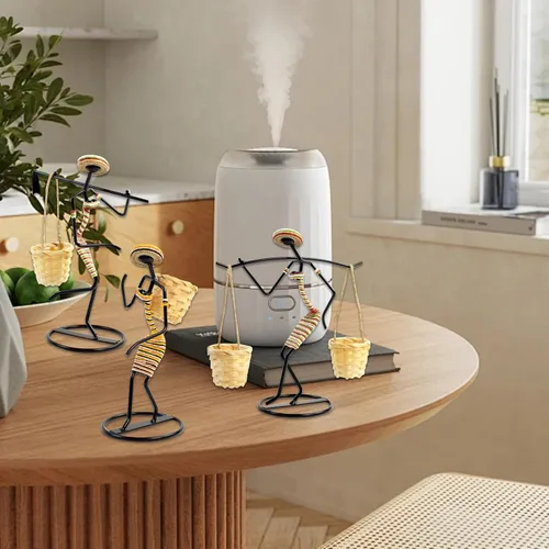 Vista 2 de Centro de Mesa De Comedor, portavelas LED, esculturas de hierro, decoración de mesa, figura de hierro multifuncional con luz de vela, colección