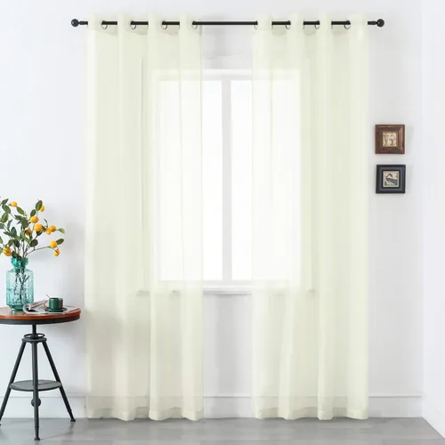 Vista 11 de Cortinas traslúcidas de 108 pulgadas para sala de estar, dormitorio, apartamento, ventana, 2 paneles con ojales, cortinas semitransparentes