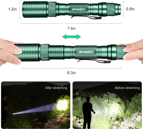 Vista 5 de Cargador de batería 18650 con 2 ranuras y linterna táctica, linternas superbrillantes de 5 modos para llevar diariamente al aire libre de campamento