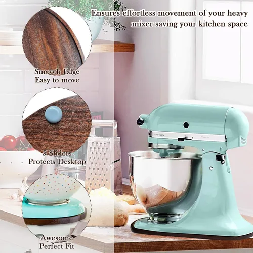 Vista 3 de Alfombrilla deslizante de madera de nogal natural para KitchenAid 4.5-5 cuartos de galón bandeja deslizante para protección de encimera
