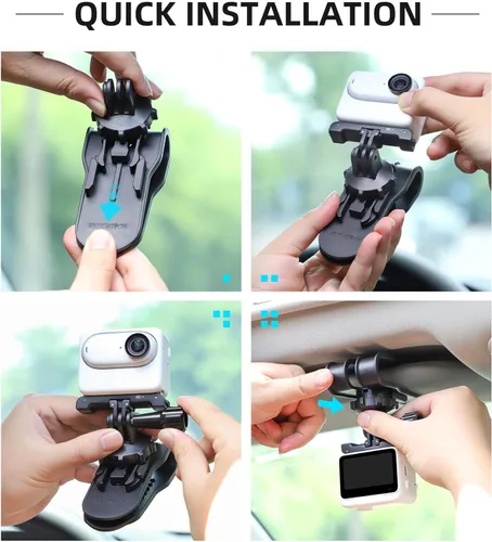 Vista 2 de Soporte de clip para visera solar de automóvil, soporte de clip de liberación rápida compatible con GoPro Hero 12, 11, 10, 9, 8, 7, Session, APEMAN