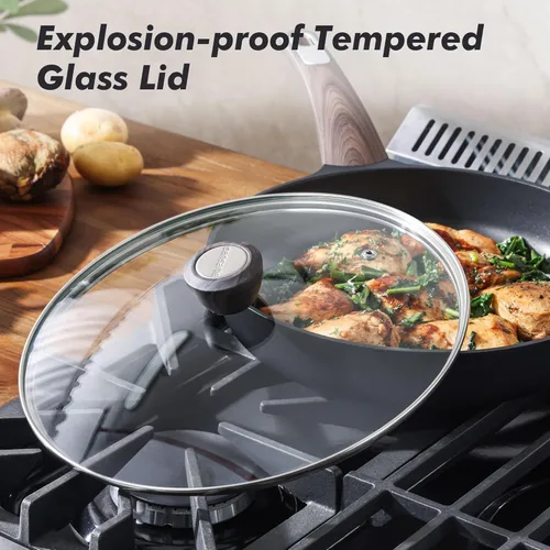 Vista 5 de SENSARTE Sartén antiadherente con tapa, sartén para saltear de 8 pulgadas, sartén antiadherente para tortilla, sartén de cocina saludable