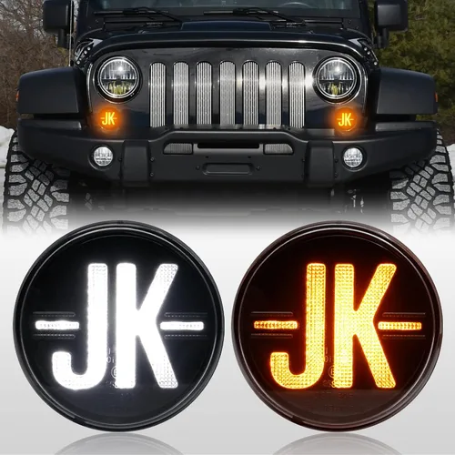 Luces direccionales para Wrangler JK 2007-2017, 2 luces LED de circulación diurna LED, lámpara de señal de giro ámbar frontal, luz indicadora de