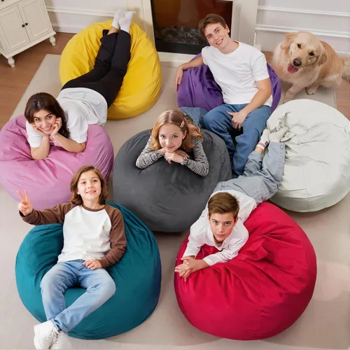 Vista 6 de Homguava Silla de Puf de 2 Pies: Pufs de 2' con Espuma de Memoria Rellenos, Cómodas Sillas de Puf Redondas con Funda de Terciopelo Holandés - Rosa